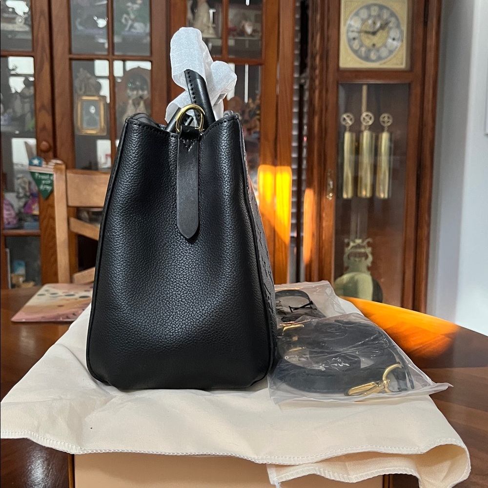 Source Unknown Black Embossed Crossbody Satchel H… - image 4